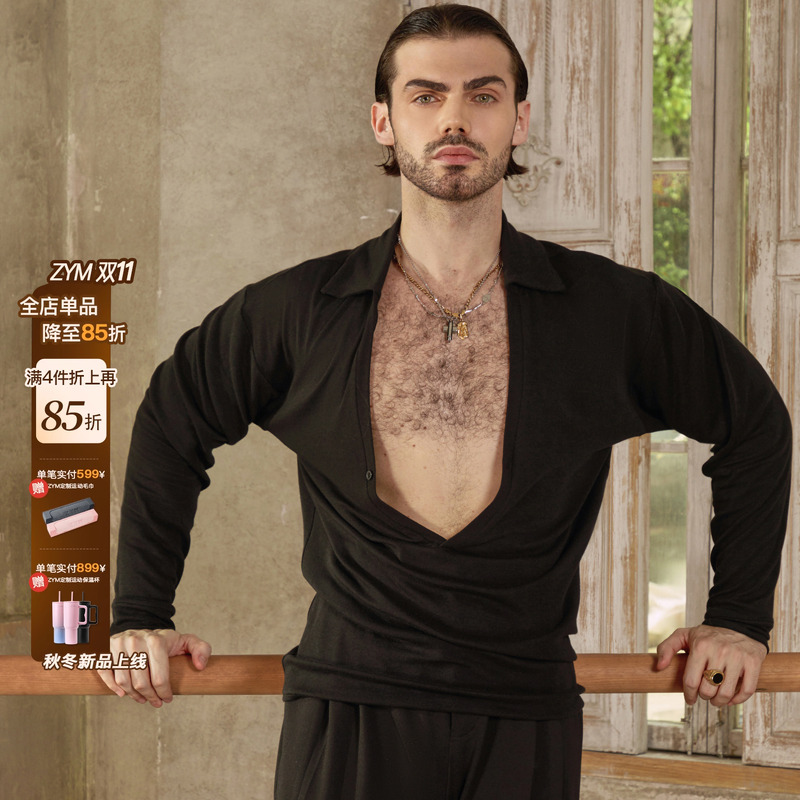 ZYM【Space】上衣翻领男士收腰版型秋冬拉丁舞练功服扣子可解N034