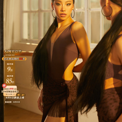 ZYM【Good 豹ning】半裙不规则拉丁舞练功服女假围裹设计26027