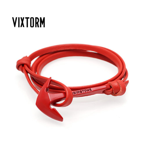 vixtorm手链牛皮红色船锚