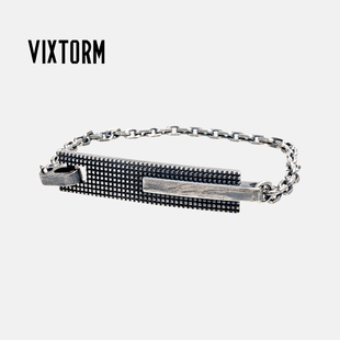 VIXTORM正品纯银手链 925银 潮牌原创设计男款 做黑效果手Tack