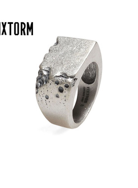 VIXTORM正品方形戒指 S925纯银原创设计款Carving 雕刻风现货潮戒