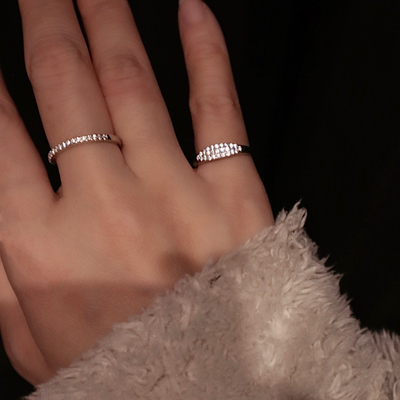 自制不撞款纯银开口戒指叠戴