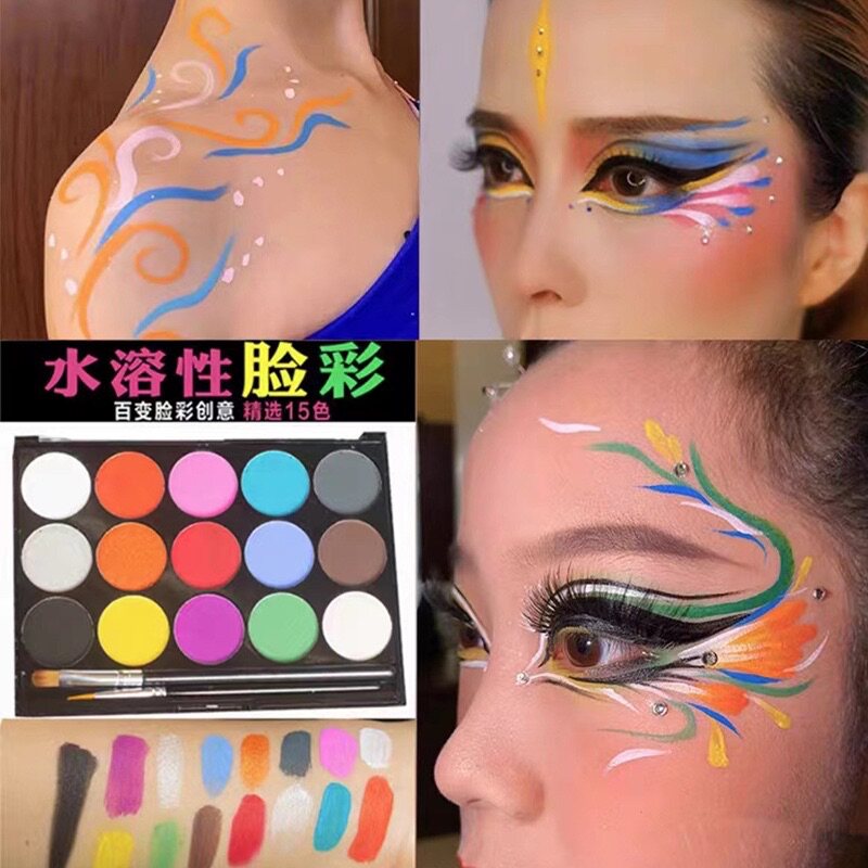 正品双拼颜色亚光色调色盘速干水溶性人体彩绘颜料万圣节脸部彩