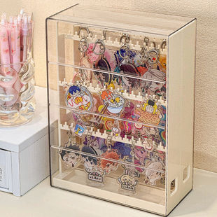 钥匙扣收纳盒展示架吧唧谷子置物架抽拉式透明防尘吃谷好物桌面V