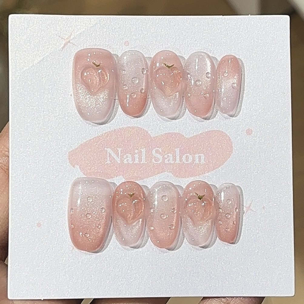 一只顾【蜜桃冻】春日甜欲风手绘立体感甜蜜水蜜桃渐变猫眼穿戴甲,彩妆/香水/美妆工具,穿戴甲/甲片,淘宝优惠券,粉丝福利购,淘宝优惠卷