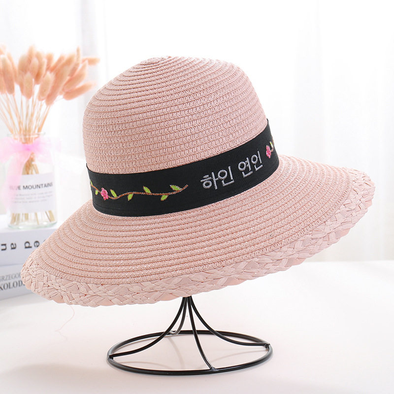 2019 Korean Edition Embroidery Straw hat lady Hat summer Sun hat Foldable outdoors sunshade Sandy beach Hatin the Accessories/Leather belt/Hat/Muffler , Hat  category - from Buy2taobao.com to provide professional Taobao agent buy service