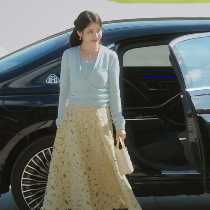 JLCOUTURE21世纪大君夫人iu同款温柔风蕾丝半身裙长款高腰a字裙