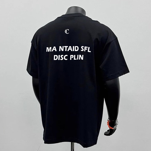 重磅纯棉潮牌创意简约T恤潮流字母印花男款夏季圆领休闲短袖1