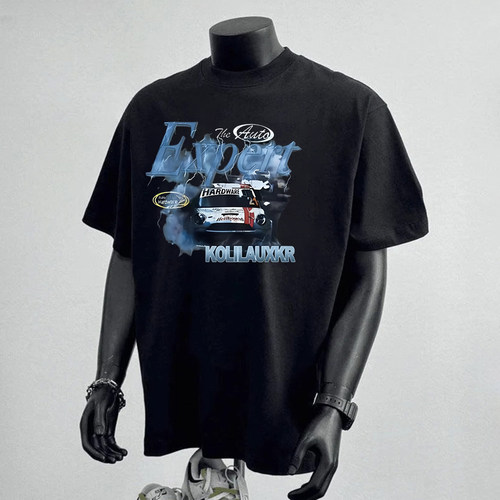 重磅纯棉潮牌个性T恤痞帅潮流印花男款夏季圆领宽松百搭短袖1