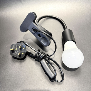 30cm软管移动万向夹子灯E27螺口灯架带英规插头13W白光暖光LED灯