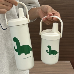 冰霸杯大容量奶茶保温杯新款2025女生小恐龙粗吸管高颜值手提水杯