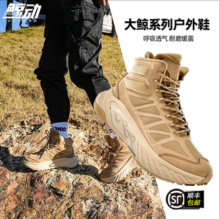 鲸动高帮户外登山鞋男防滑耐磨运动呼吸跑鞋爬山越野沙漠徒步鞋女