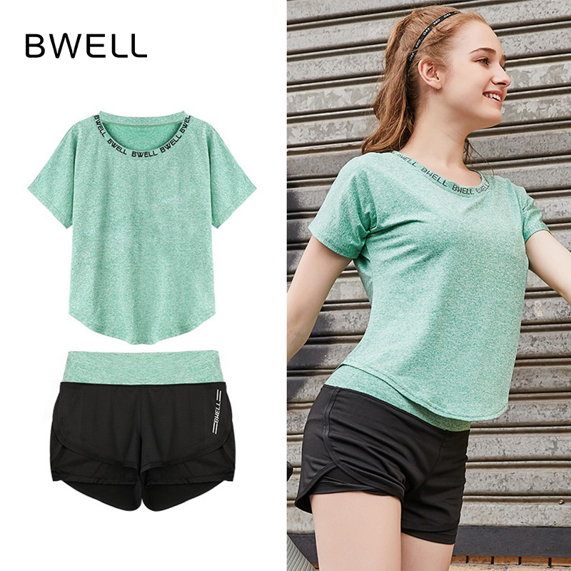 BWELL2件套瑜伽运动速干高弹舒适显瘦户外健身休闲套装女BWT7063Z