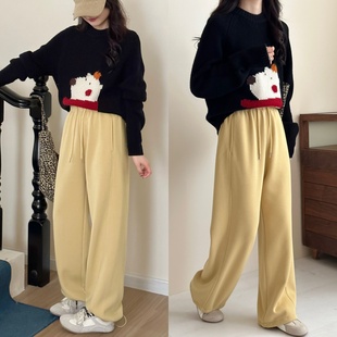 女 卫裤 一条过冬2.0加绒加厚两穿休闲裤 松紧腰宽松直筒阔腿运动裤