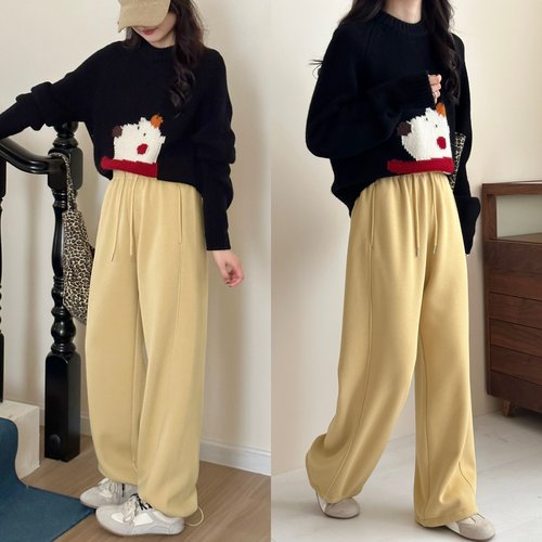 宽松直筒阔腿运动裤卫裤女冬