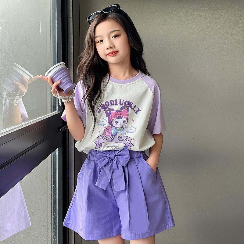 女童夏装套装2025新款时尚洋气女大童短袖短裤女孩夏季衣服两件套