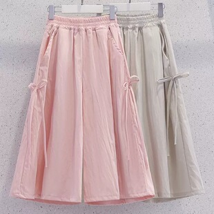 女童阔腿裤夏季时尚休闲女大童宽松七分裤韩版女孩夏装薄款裤子