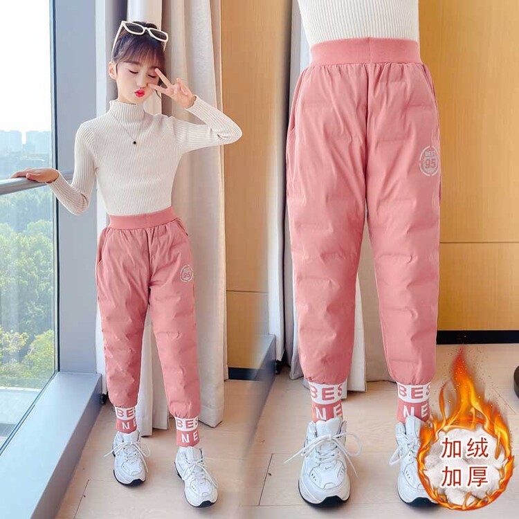 女童冬季加绒加厚棉裤外穿洋气
