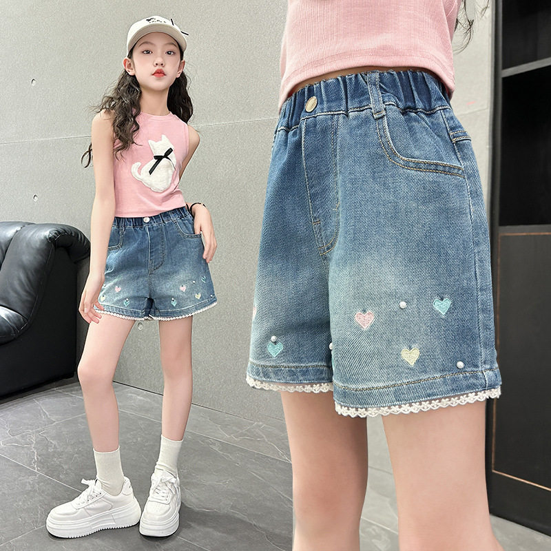 女童牛仔短裤夏季外穿薄款女大童五分裤韩版休闲潮酷女孩夏天裤子
