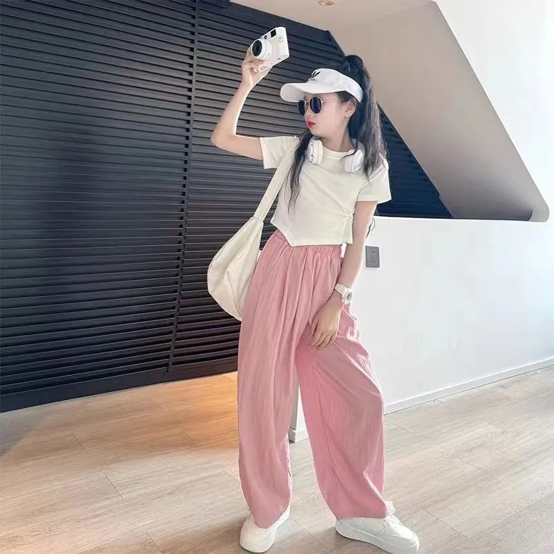 初中女生夏装套装韩版时尚女童夏季衣服女大童T恤裤子休闲两件套