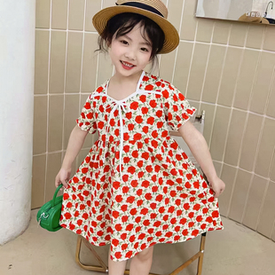 女童碎花连衣裙夏季女小童洋气雪纺裙子两三4五6岁女孩夏装公主裙