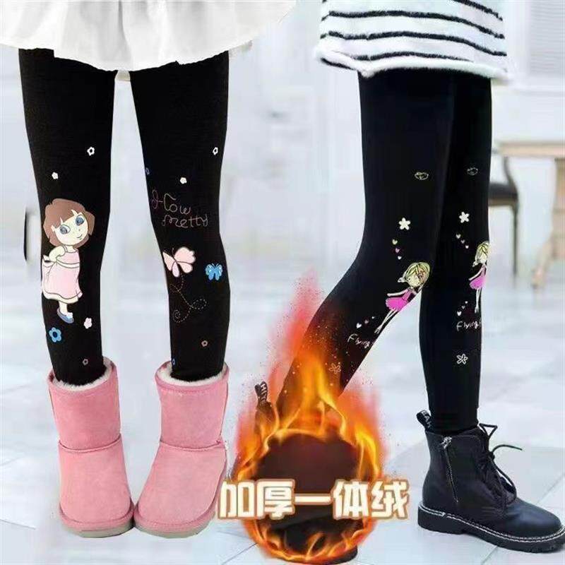 女童冬季加绒打底裤洋气女宝外穿长裤韩版女孩冬装加厚一体绒裤子