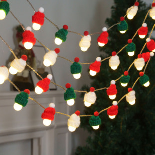 圣诞节装饰品毛线帽装饰灯串led彩灯灯串节日派对氛围拍照道具灯