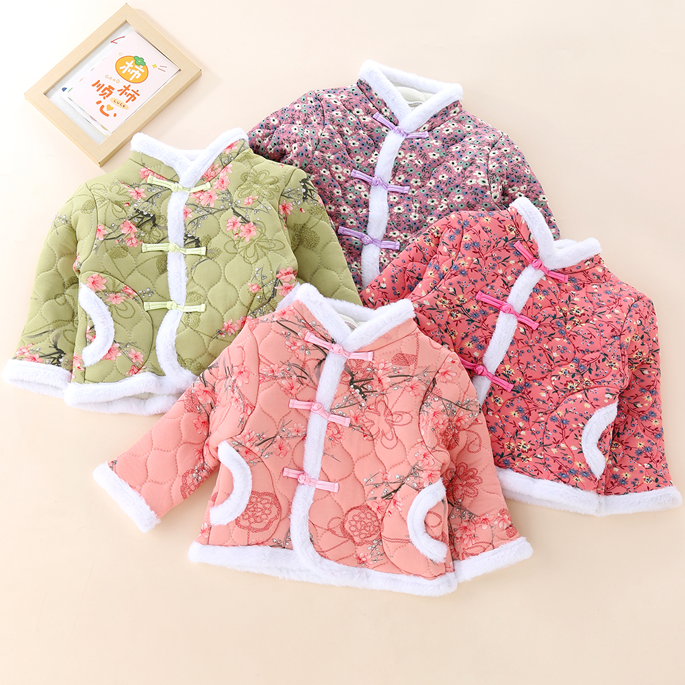 东北大花棉袄网红儿童新年过年衣服冬季保暖加绒加厚女宝宝拜年服