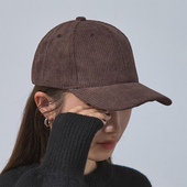 新款 秋冬季 灯芯绒棒球帽女简约硬顶鸭舌帽男休闲情侣遮阳帽子潮