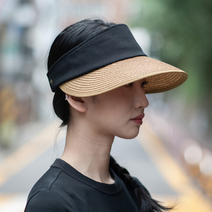 2021韓版 女防曬遮臉空頂帽太陽帽草帽度假出游沙灘帽子 遮陽帽夏季