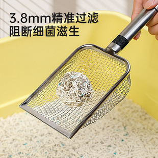 新款猫砂铲不锈钢一体式猫砂盆铁铲子金属细孔铲猫砂屎用品
