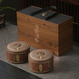 紫砂红茶普洱茶叶罐复古大号陶瓷密封储存防潮家用送礼品空盒包装