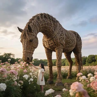 巨型马年新年装置商场户外大型互动拍马屁摆件网红打卡道具