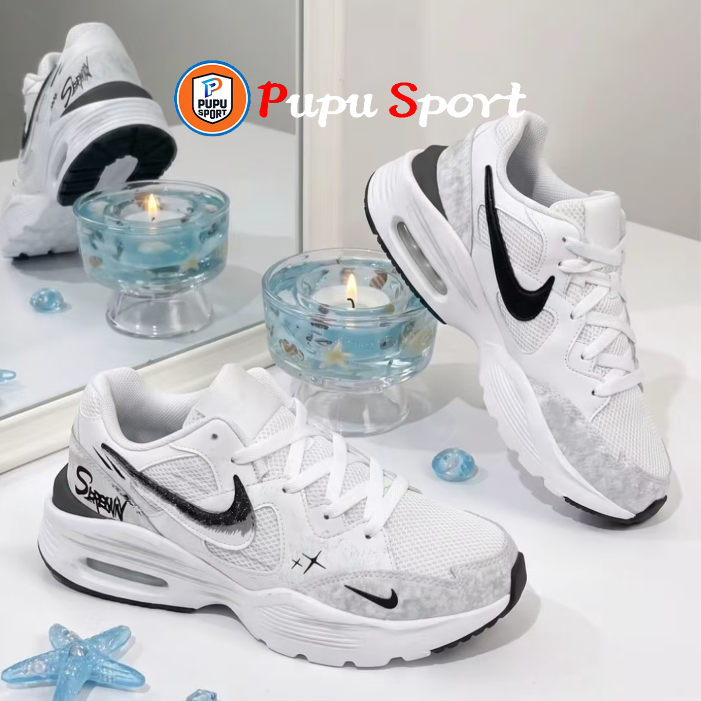 定制球鞋Nike Air Max Fusion浮生漫行 涂鸦手绘 男女低帮跑步鞋