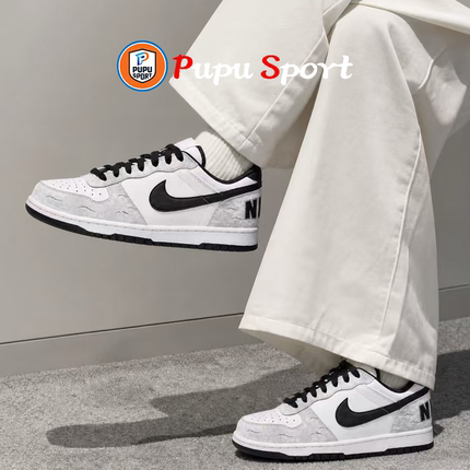 定制球鞋 Nike Big 灰白逐浪 四季 减震耐磨轻便低帮板鞋男款