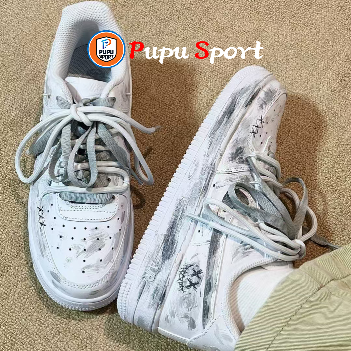 【定制球鞋】Nike Air Force 1 小情绪 手绘涂鸦 白灰,运动鞋new,板鞋,淘宝优惠券,粉丝福利购,淘宝优惠卷