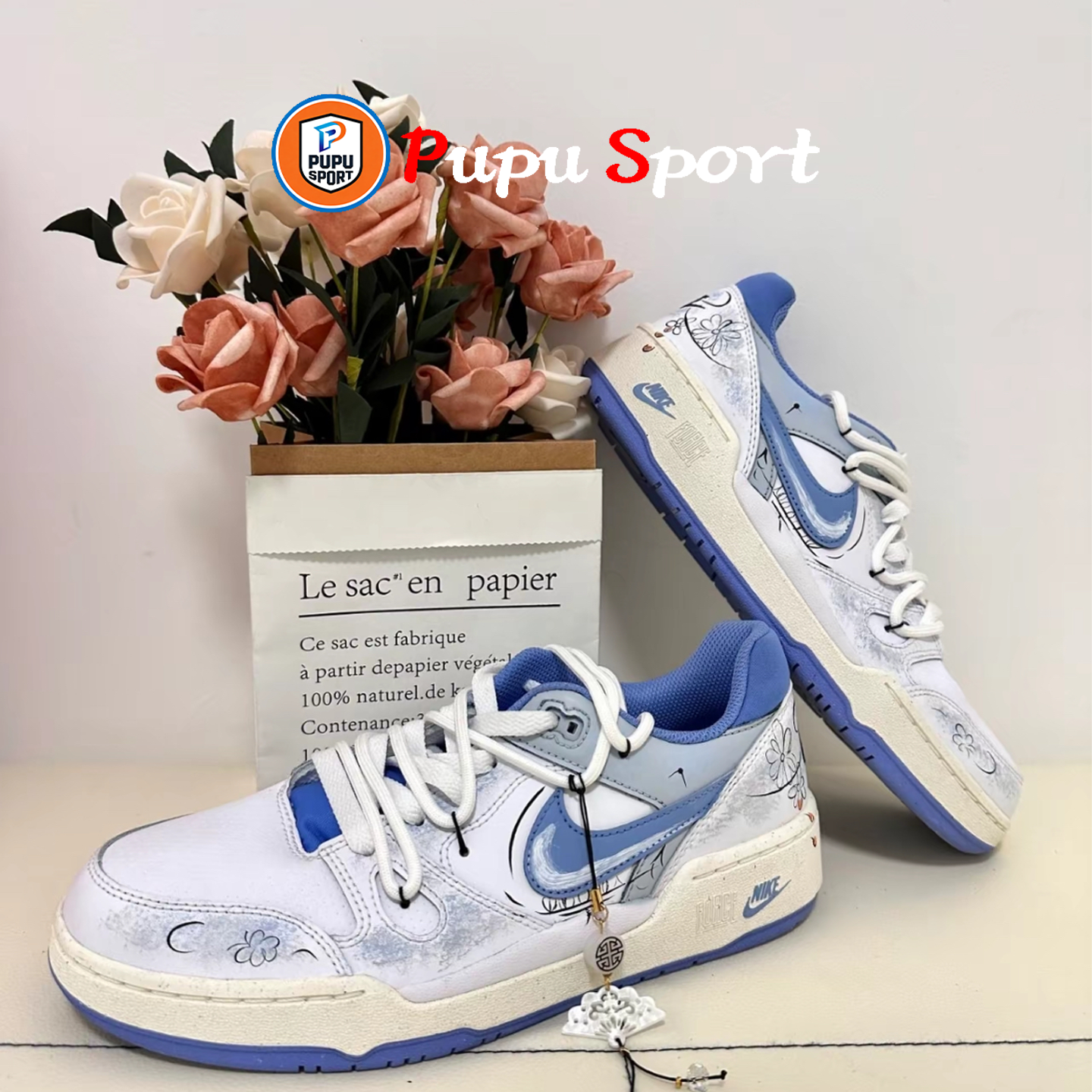 【定制球鞋】Nike Full Force 知江晚 清冷 晕染 国风,运动鞋new,板鞋,淘宝优惠券,粉丝福利购,淘宝优惠卷