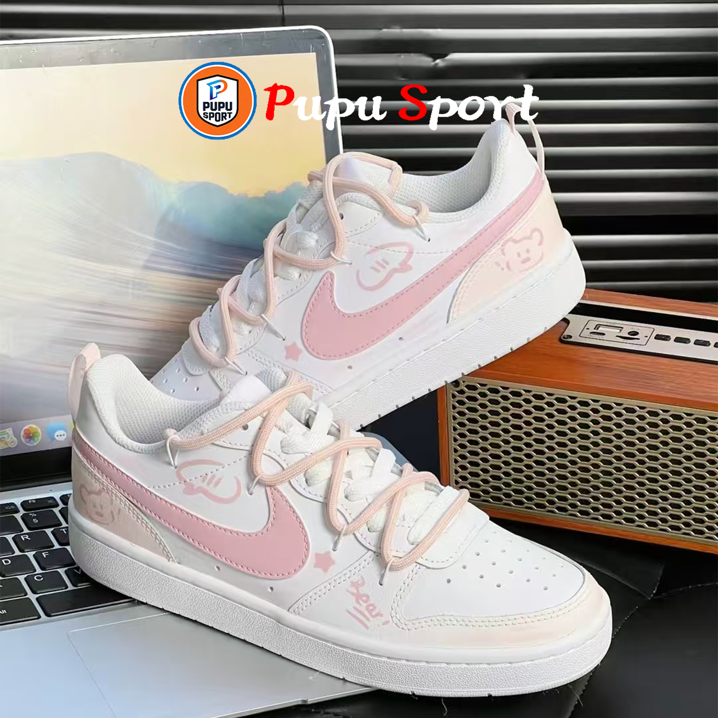 【定制球鞋】Nike Court Borough 2 板鞋 趣味小熊,运动鞋new,板鞋,淘宝优惠券,粉丝福利购,淘宝优惠卷