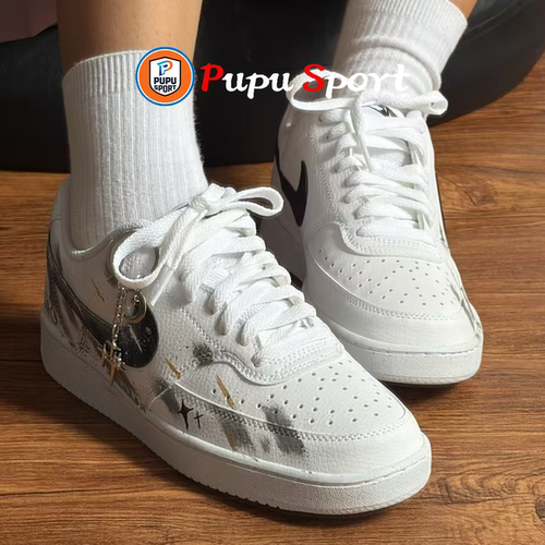 定制球鞋Nike Court Vision 1 星际 涂鸦 防滑耐磨 男女低帮板鞋