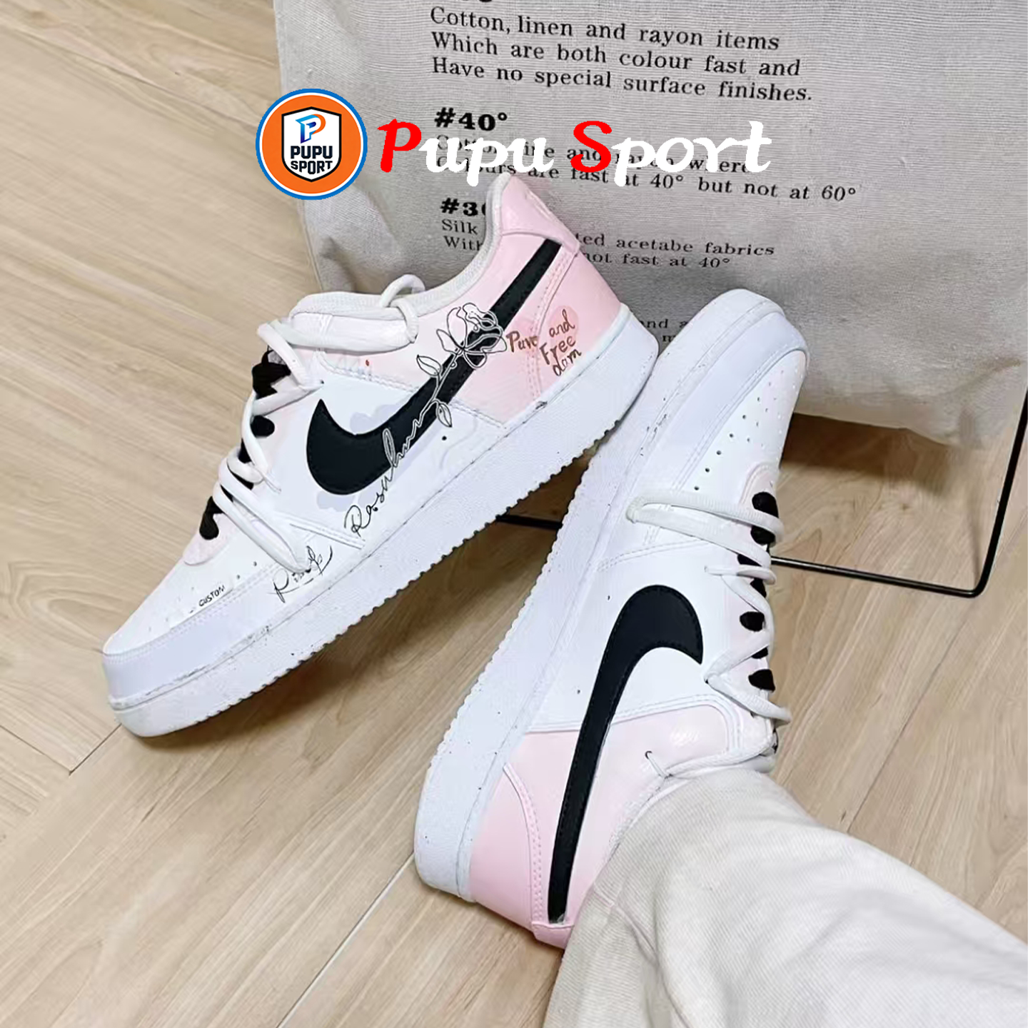 球鞋定制 Nike Court Vision 戴安娜玫瑰 晕染解构 低帮男女板鞋