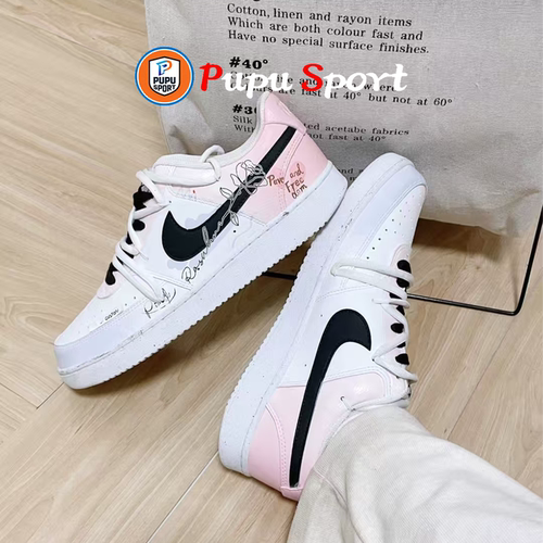 球鞋定制 Nike Court Vision 戴安娜玫瑰 晕染解构 低帮男女板鞋