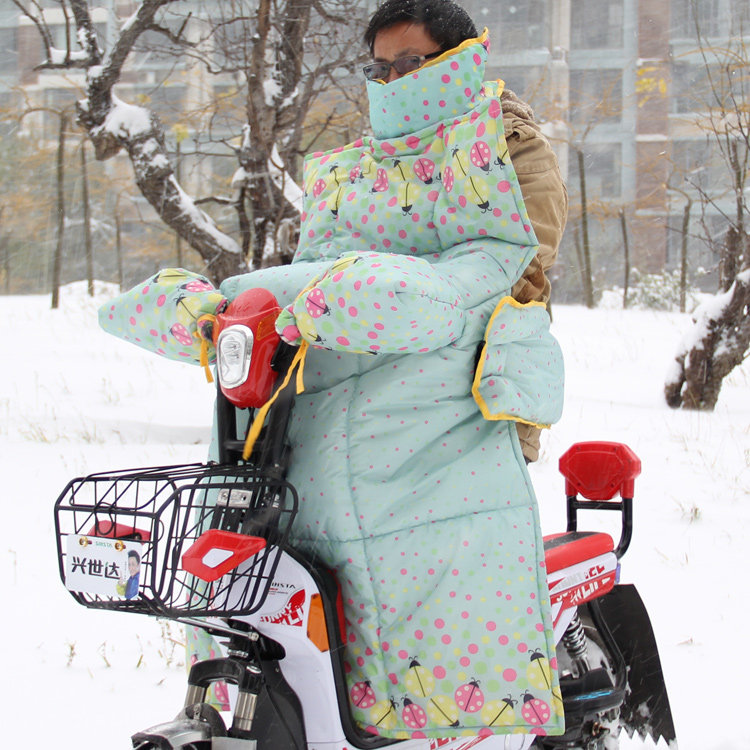 冬季电动车连体挡风被保暖护腰护脖 电瓶摩托车挡风罩护膝包邮
