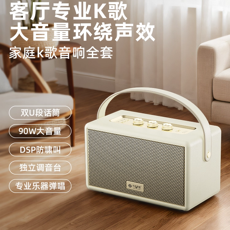不见不散W200K歌音箱客厅大音量90W双U段话筒DSP防啸叫独立调音台