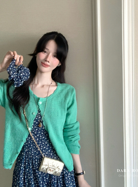 2026春季新款韩系简约花边百搭外搭针织开衫宽松上衣女