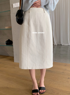 韩系简约直筒半身裙女 中长款显瘦通勤裙 高级感百搭工装风半裙