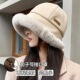 秋冬新款 毛绒渔夫帽女加绒加厚网红针织保暖帽子显脸小百搭蒙古帽