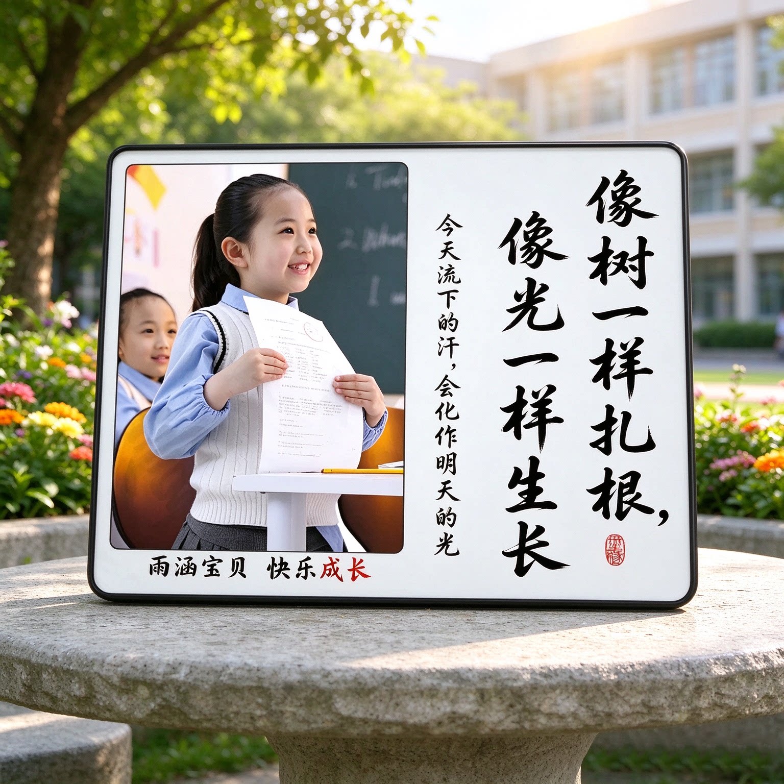 学生闹钟学习很苦励志摆件激励孩子书桌时钟定制照片相框摆台礼物