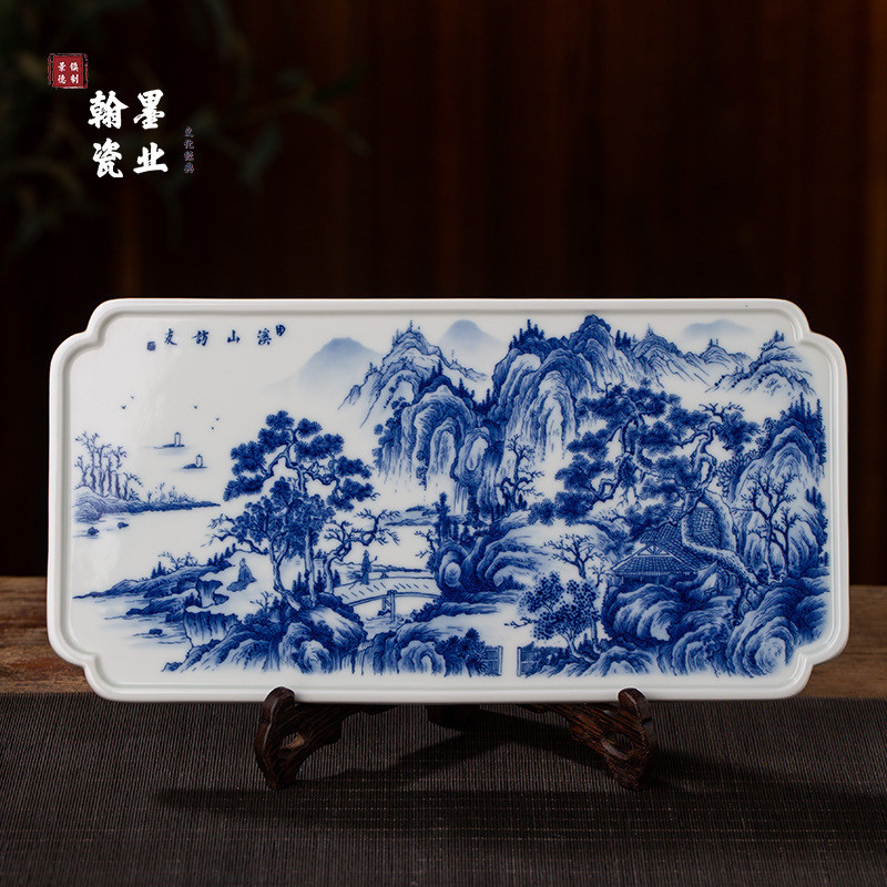 景德镇陶瓷仿古泥溪山访友茶盘