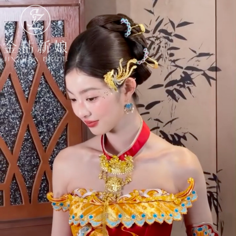 康康老师同款金色凤凰边夹发饰