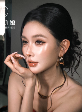 2026新款极简金属新娘耳饰项链套装小众高级晚宴婚礼跟妆轻奢配饰